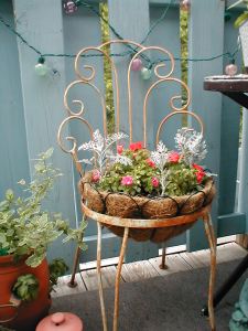 Vintage Iron Chair Converted to Planter